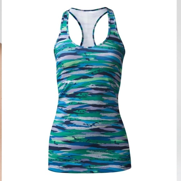 Lululemon Cool Racerback blue green  print Seven Wonders Multi ~ Small - Picture 4 of 16